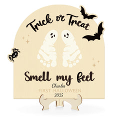 Sereliy baby's first Halloween wooden sign ready for nursery display and keepsake photos.