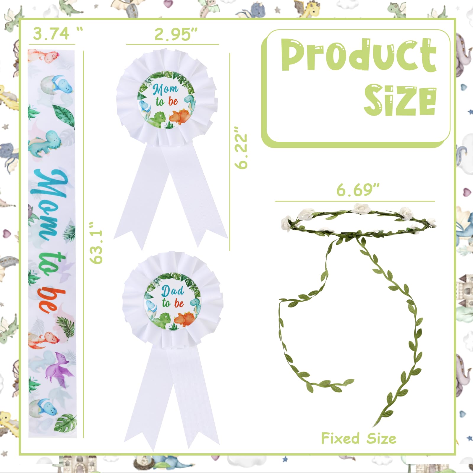 Serencatcher dinosaur mom-dad-to-be pins offer durable keepsakes