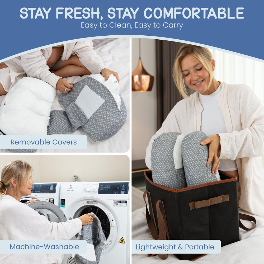 Serene Haven Plus Sized Pregnancy Pillow care-washable keeps hygiene simple and lasting.