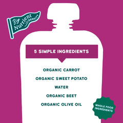 Serenity Kids 6+ months puree showcases starter stage nutrition.