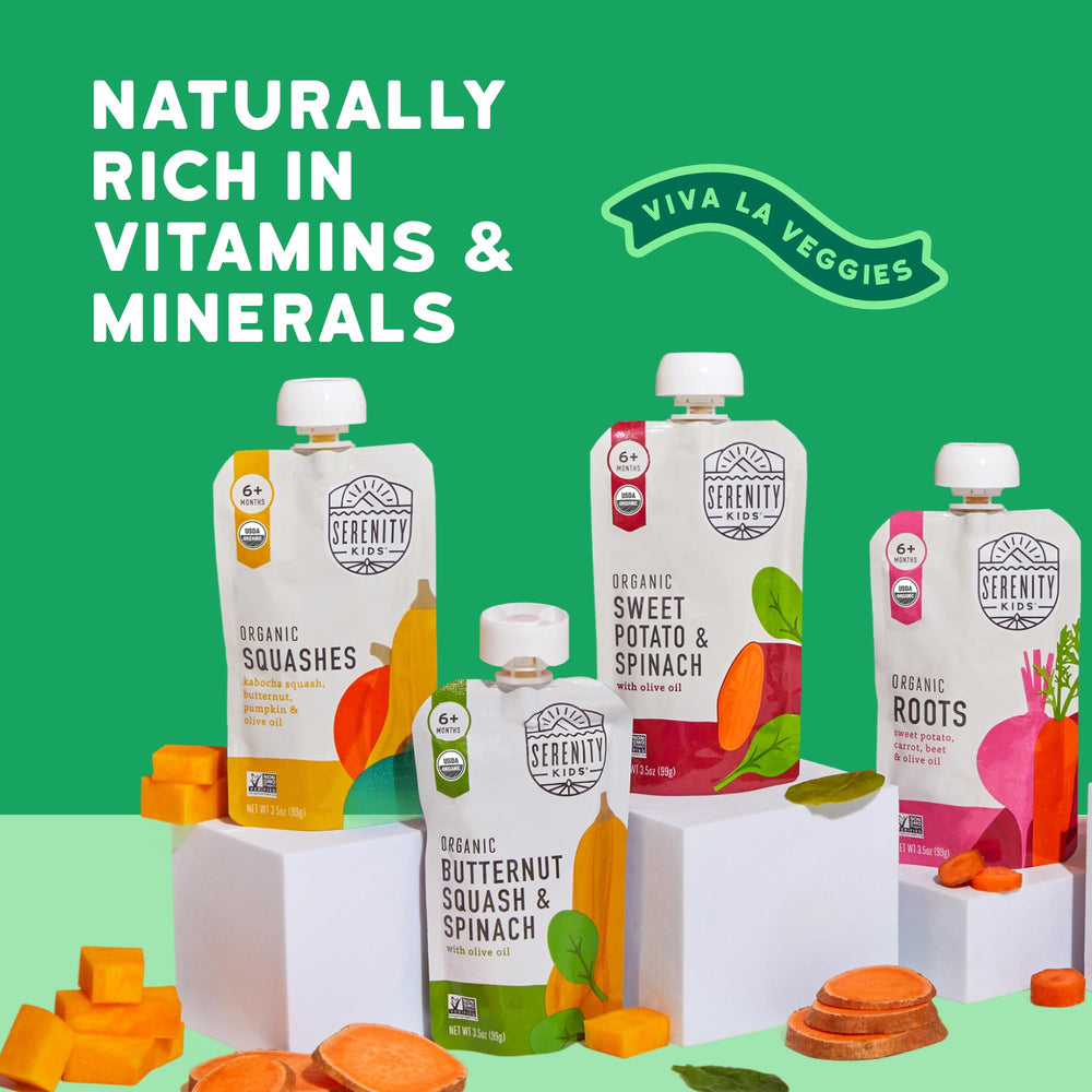 Serenity Kids allergen-free baby food for gentle flavor introduction.
