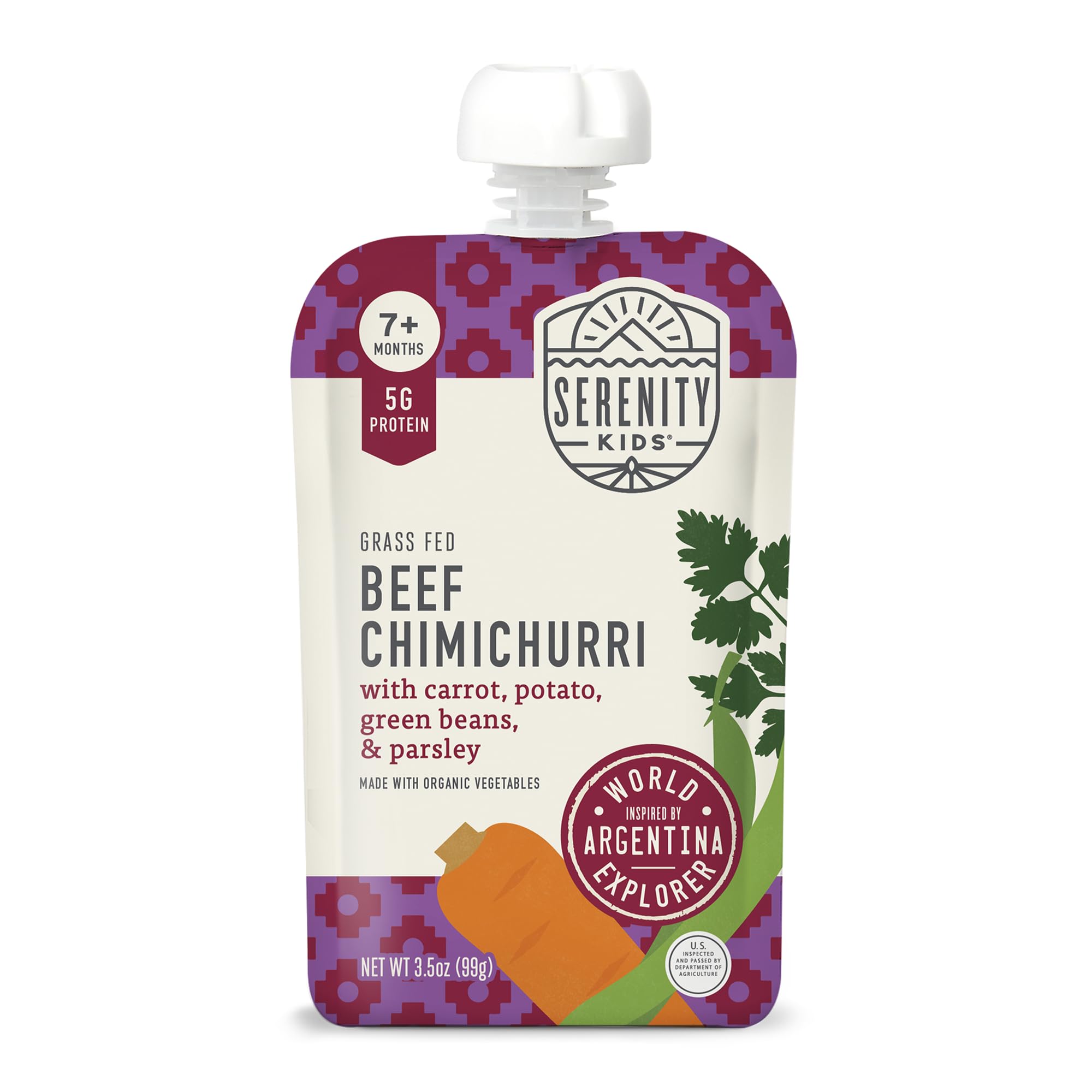 Serenity Kids beef chimichurri pouch pack of 6 for growing toddlers.