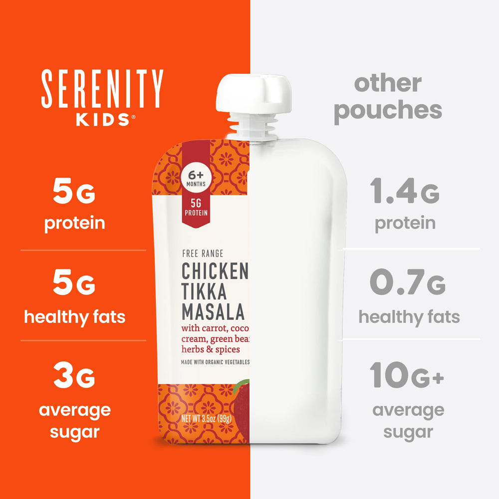 Serenity Kids clean-label-pouch free from artificial nasties for mindful feeding.