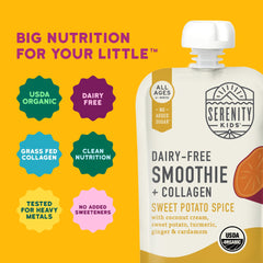 Serenity Kids smoothie pour into cup demonstrates quick, mess-minimized serving.