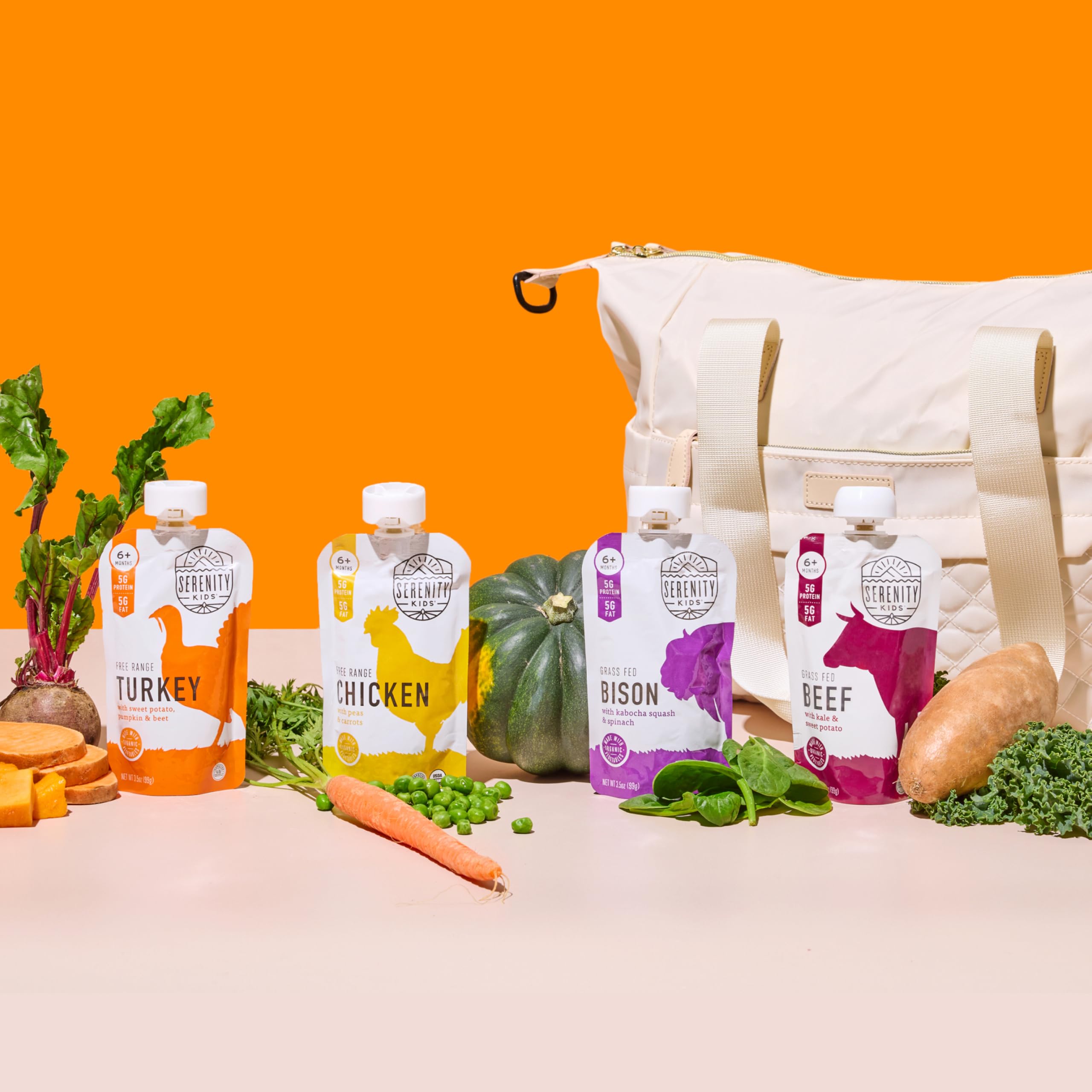 Serenity Kids fall variety pouch conveys cozy, seasonal baby meals.