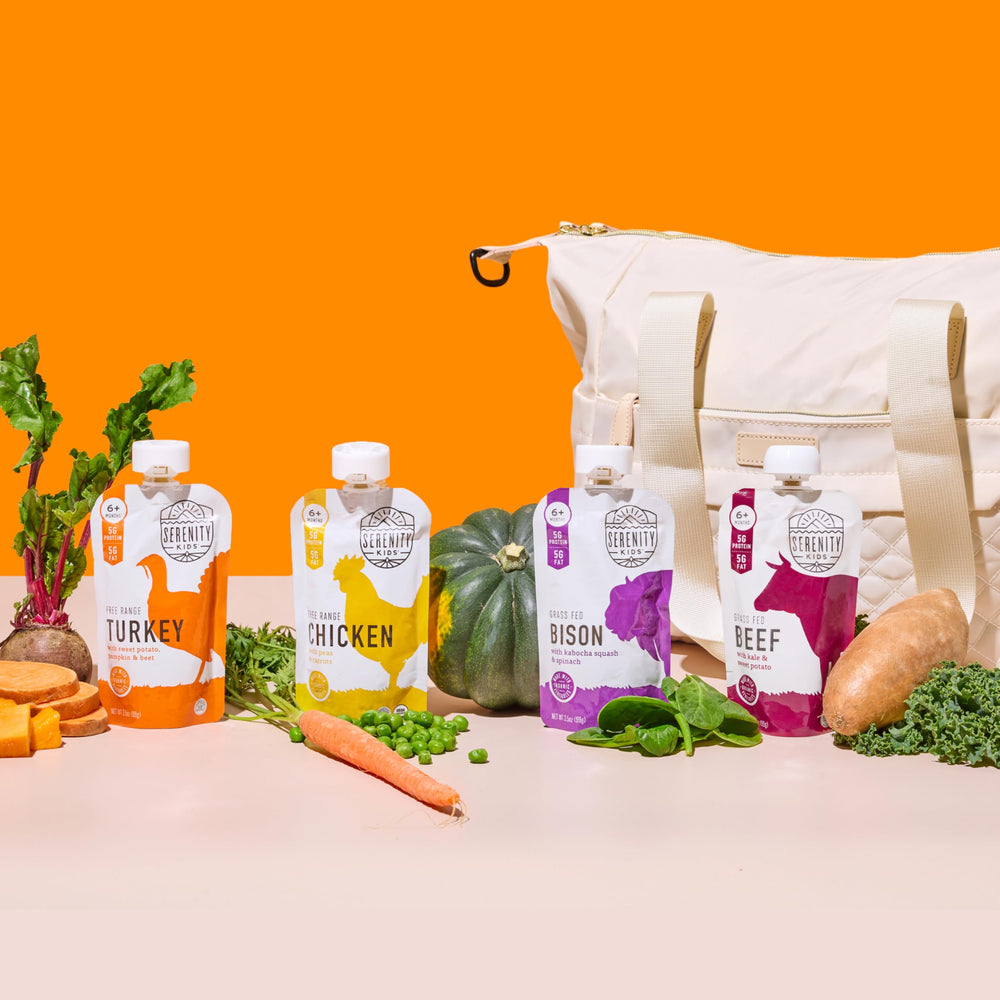 Serenity Kids fall variety pouch conveys cozy, seasonal baby meals.