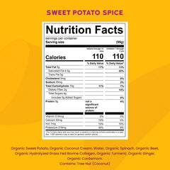Serenity Kids organic spinach and sweet potato ingredients highlight veggie-forward flavor.
