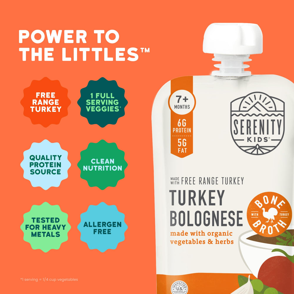 Serenity Kids organic veggies with turkey in a ready-to-serve pouch