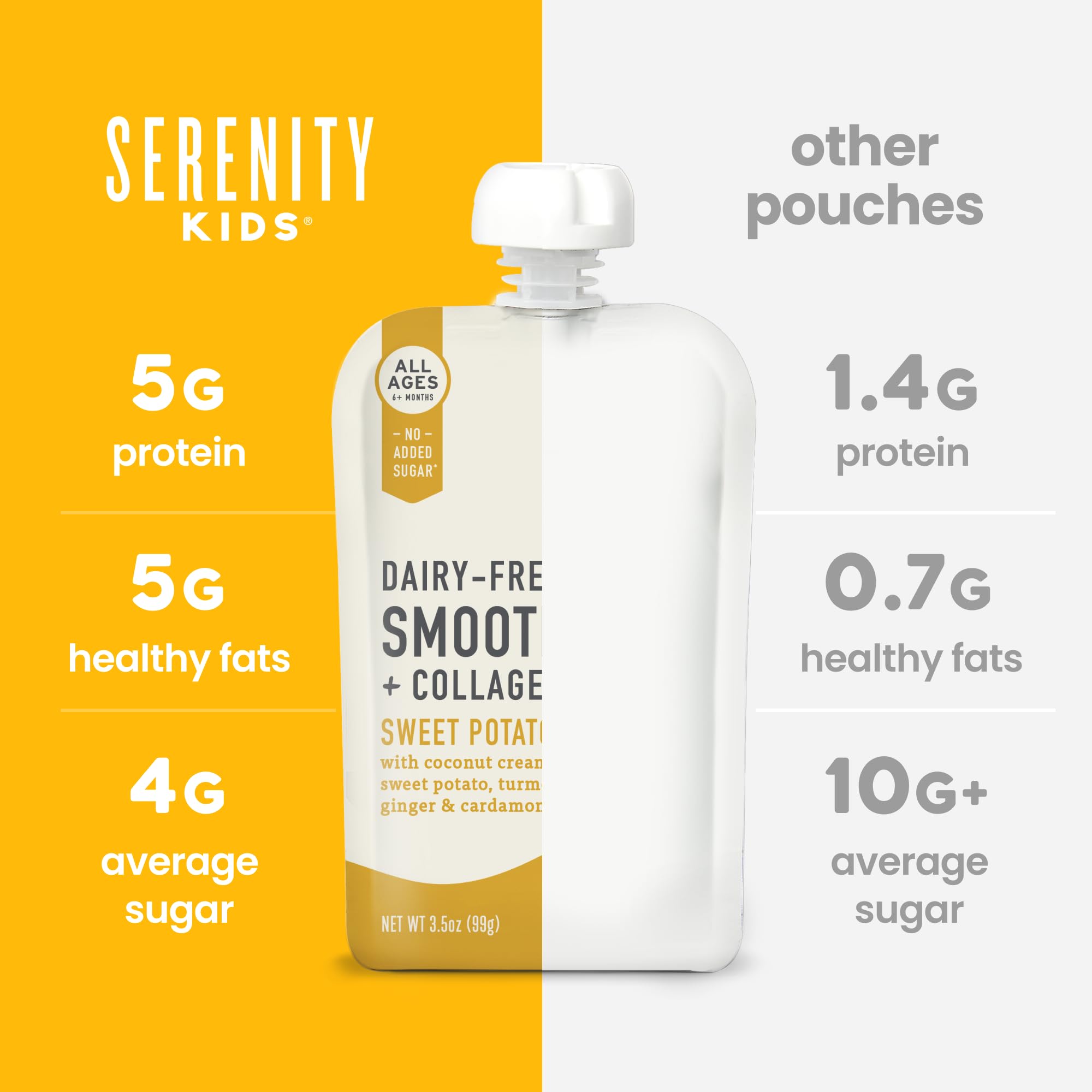 Serenity Kids 3.5 oz pouch on shelf shows travel-friendly packaging.