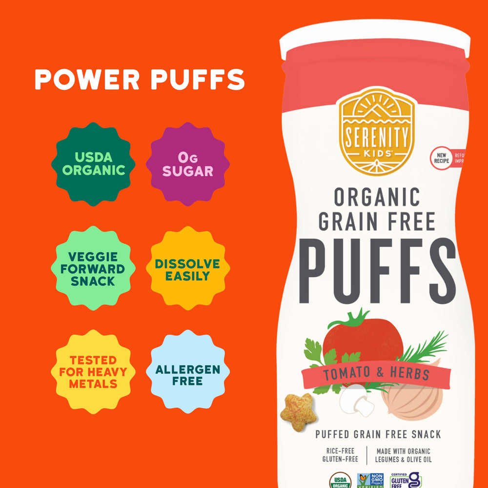 Serenity Kids puffs texture closeup show dissolvable snack for early eaters