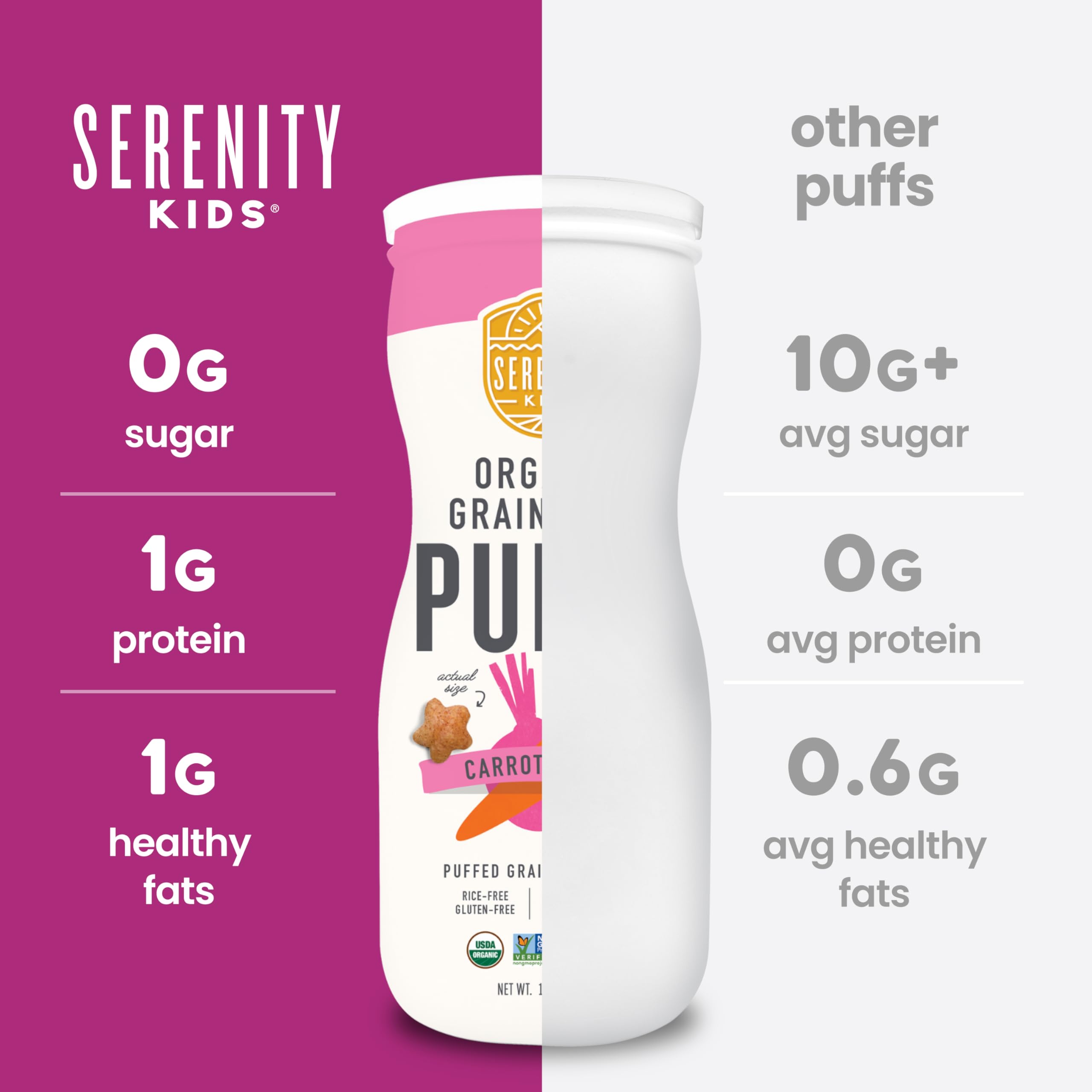 Serenity Kids puffs served in a bowl for snack-time versatility.