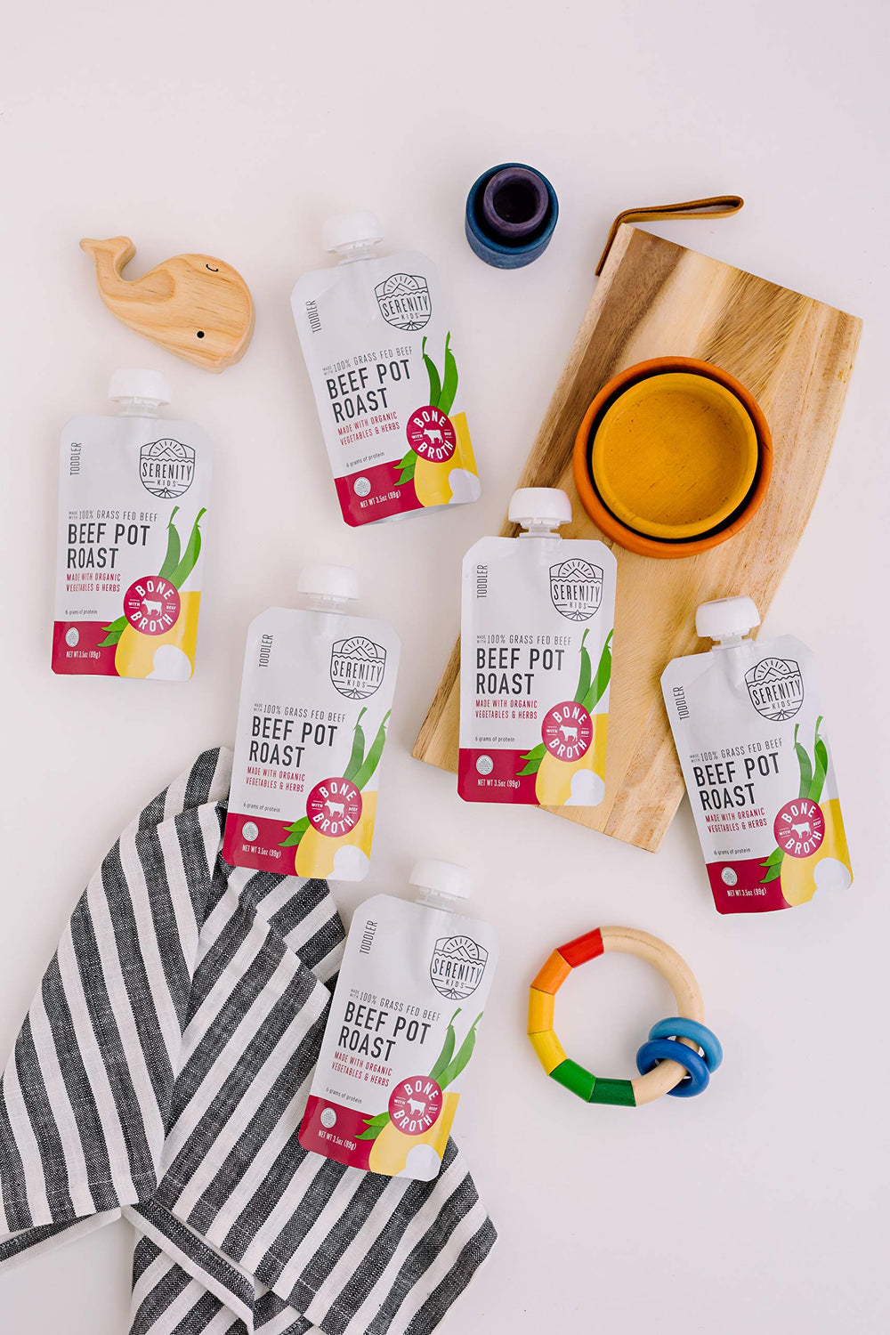 Serenity Kids 6-pack packaging showing six BPA-free pouches