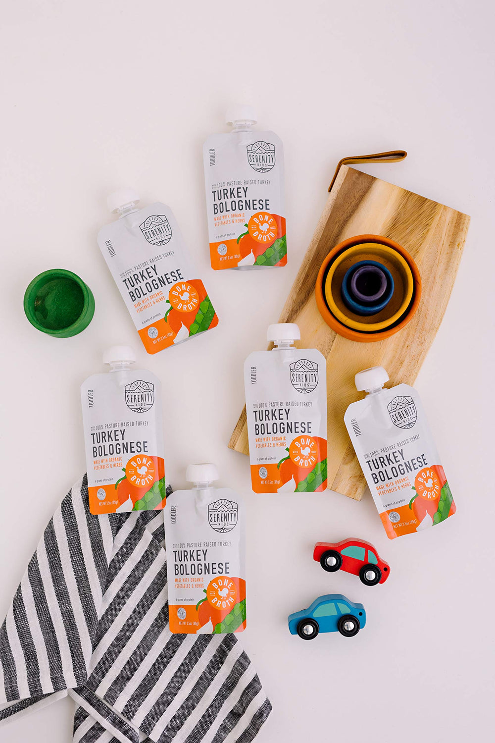 Serenity Kids turkey bolognese ready-to-serve pouch image for on-the-go meals.