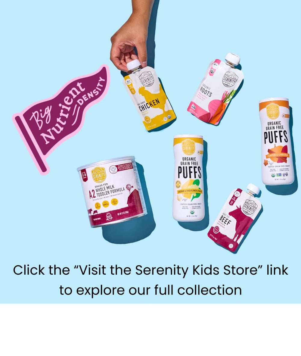 Serenity Kids veggie-and-fruit serving pouch provides a full serving per pack.