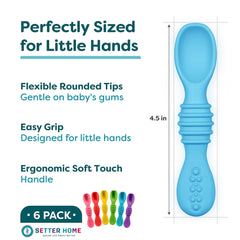 Setter Home ergonomic baby spoon grip enhances tiny-hand handling during meals.