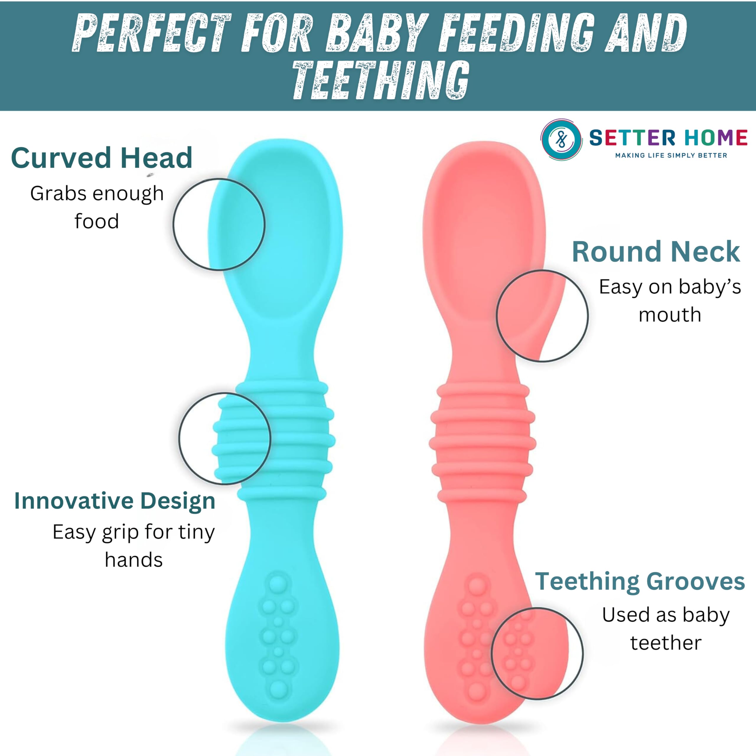 Setter Home BPA-free silicone spoons dishwasher safe—simplifies cleanup after meals