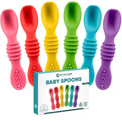 Setter Home premium silicone baby spoons 6-pack colors for self-feeding practice.