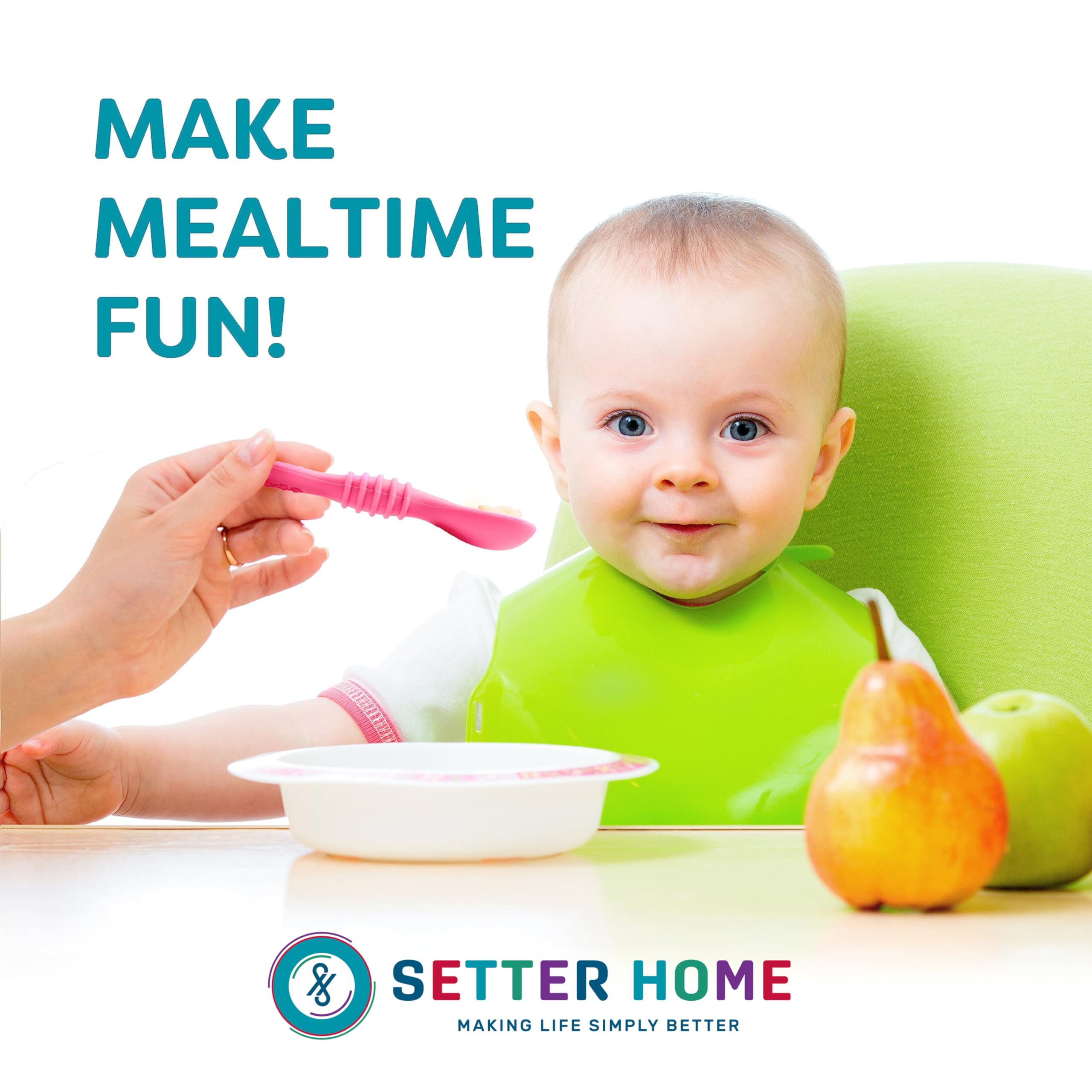 Setter Home six-pack baby spoons gift-ready for new parents.