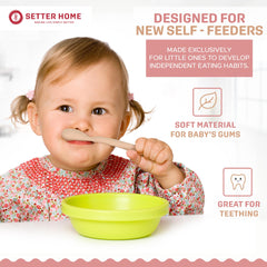 Setter Home soft-silicone-tip-spoon demonstrates gentle feeding for tiny mouths