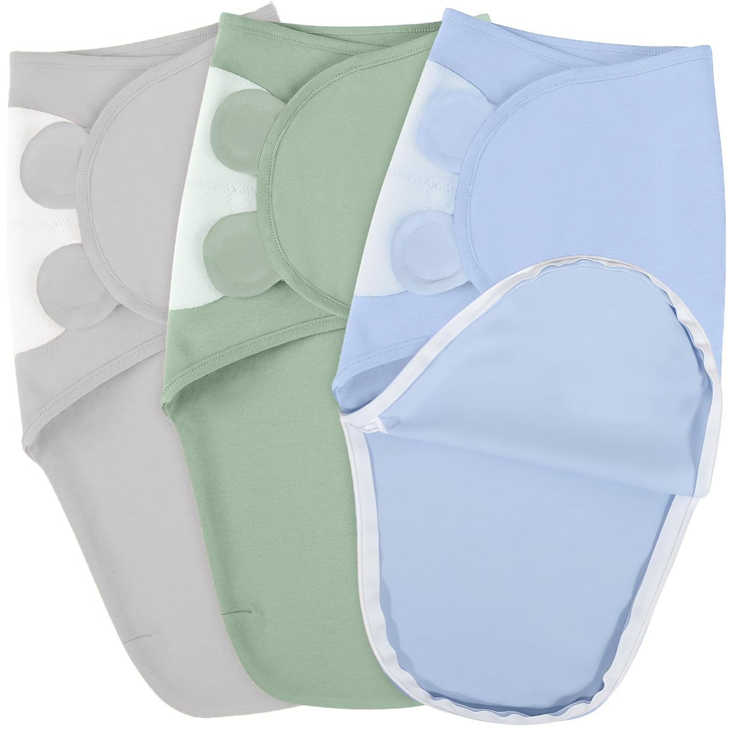 SEVDO 3-pack organic baby swaddles front view shows soft breathable fabric for newborn comfort
