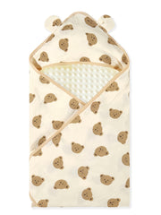 SEVDO Baby Muslin Swaddle Blanket Bear Love print promotes secure newborn swaddling.
