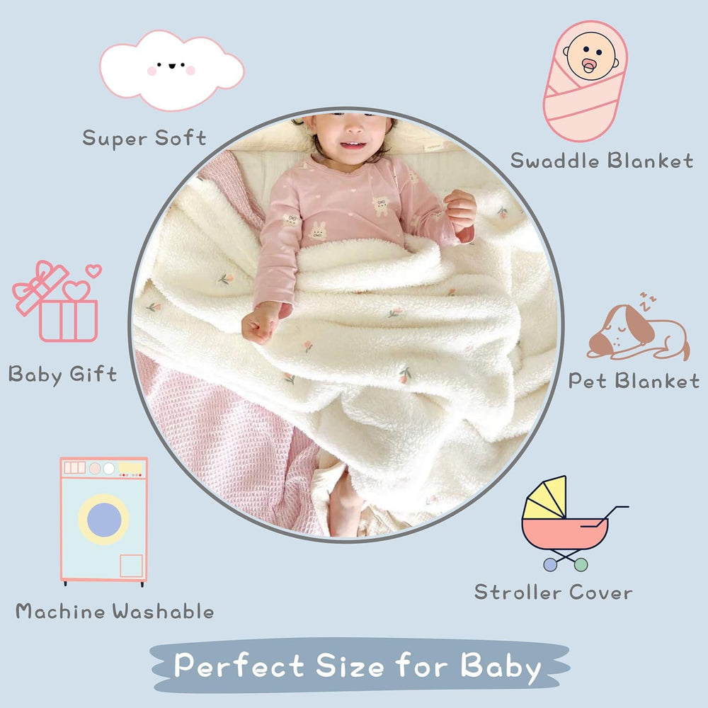 SEVDO Cobijas para Bebe embroidery blanket highlights versatile warmth for babies.