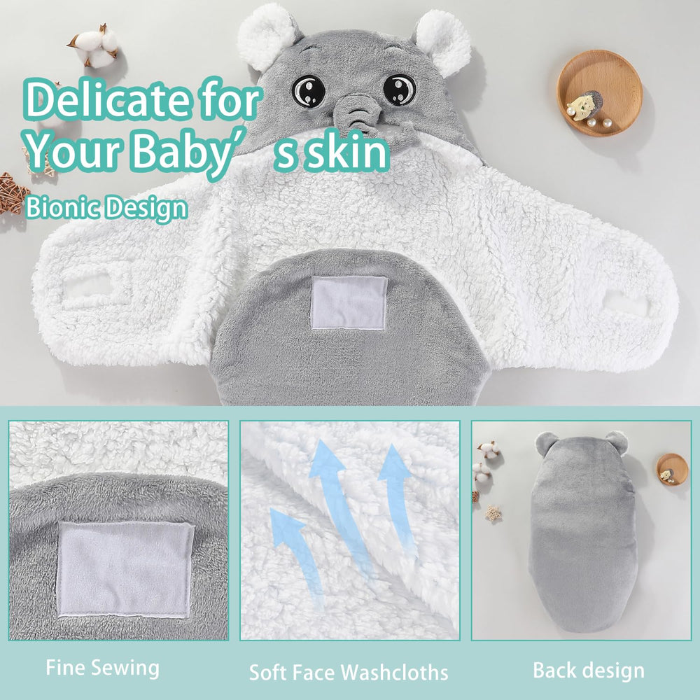 SEVDO pink rabbit swaddle with adjustable wings for secure fit.
