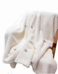 SEVDO Ultra Soft Embroidery Blanket closeup highlights plush texture for newborn cuddles.