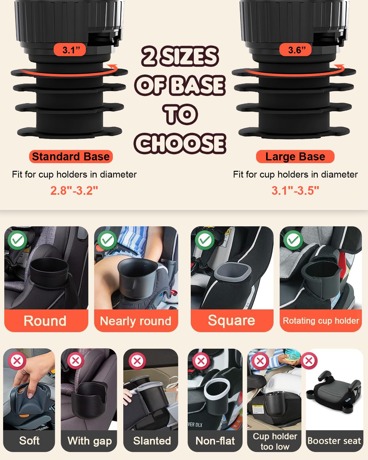 Seven Sparta removable cup holder fits most bottles to reduce spills on the go.