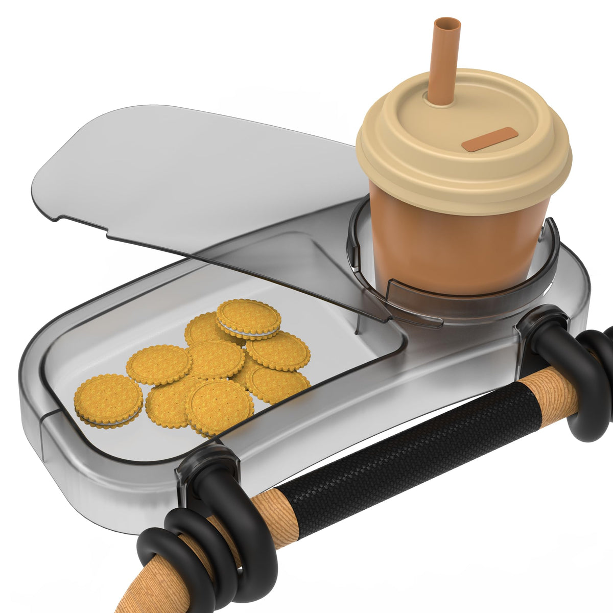SEVEN SPARTA upgraded stroller snack tray with grip arms for secure installation