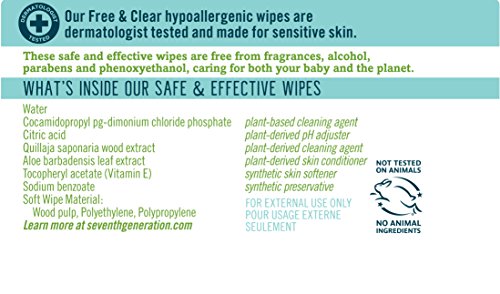 Seventh Generation free clear wipes stacked packaging, ideal for refillable dispensers and warmers.