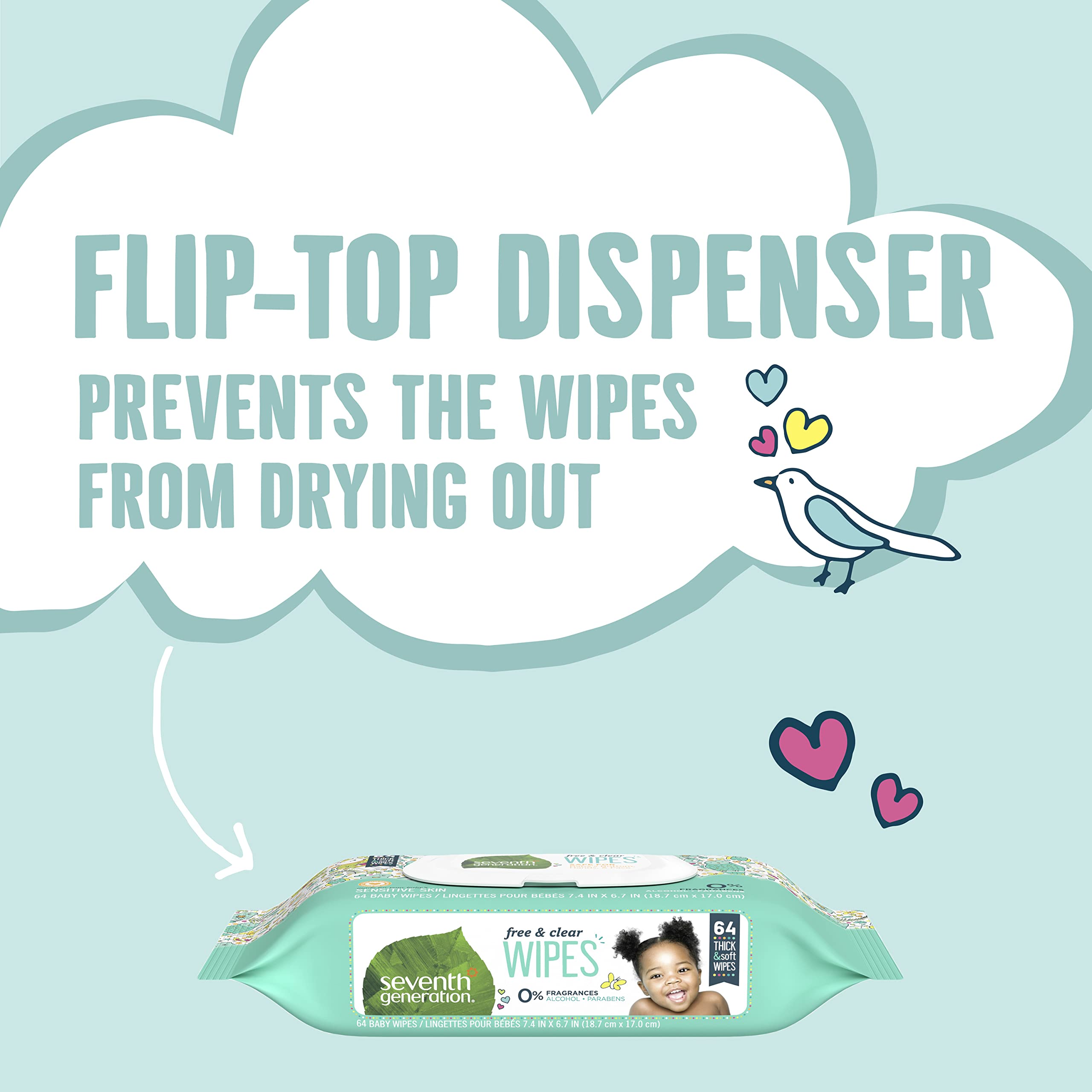 Seventh Generation wipes hypoallergenic dermatologist tested for delicate newborn skin