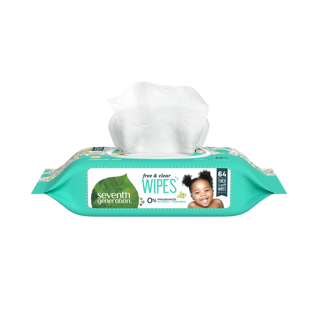 Seventh Generation unscented wipes in a 64-count package