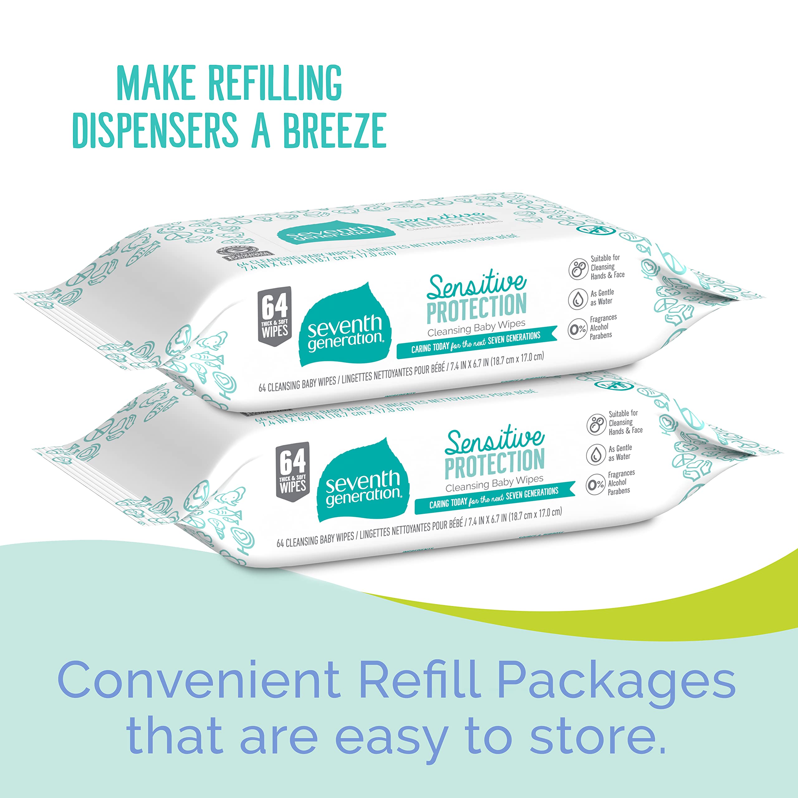 Seventh Generation wipes on a nursery shelf for neat, quick access.