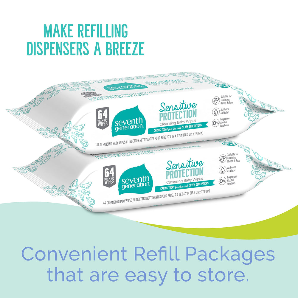 Seventh Generation wipes on a nursery shelf for neat, quick access.