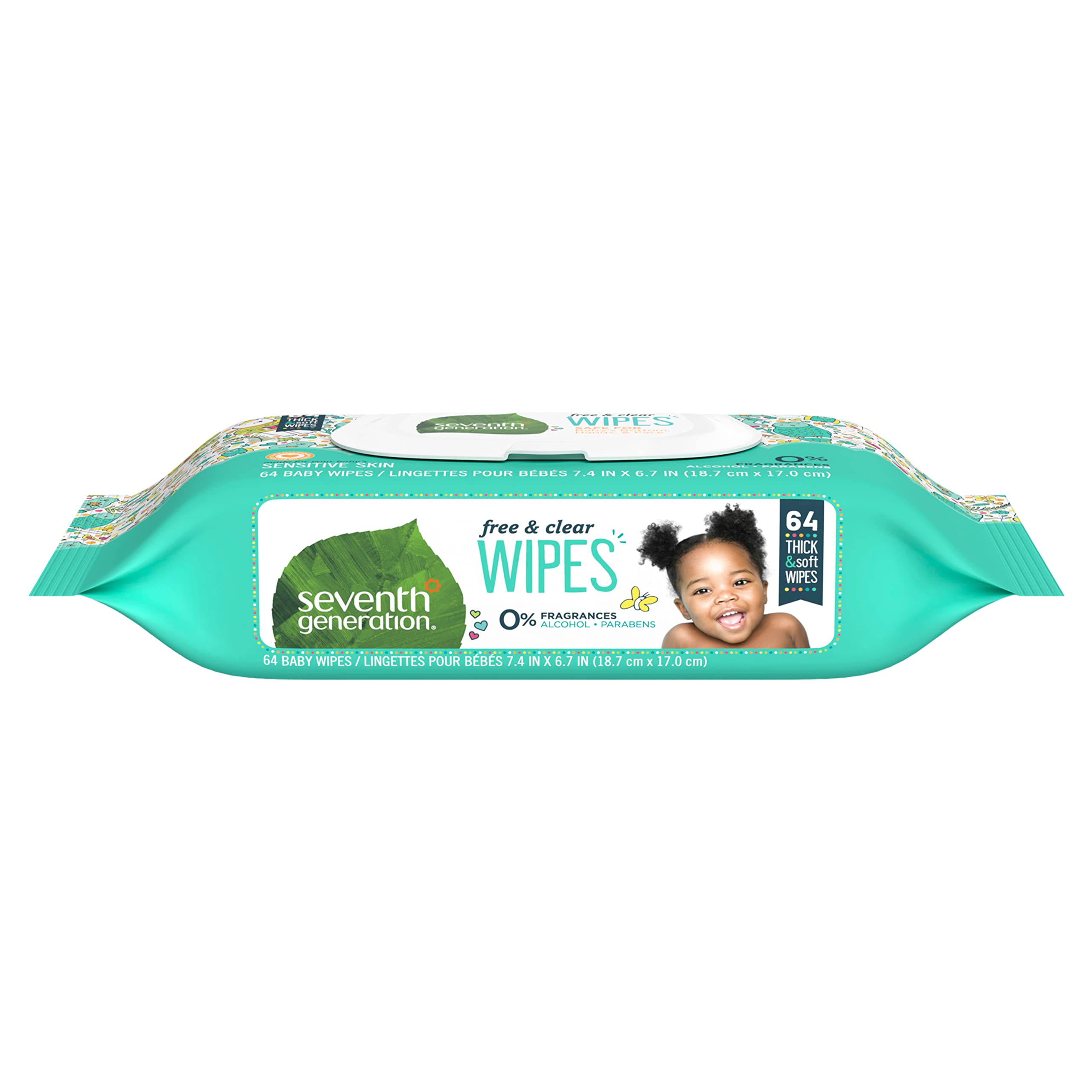 Seventh Generation Baby Wipes unscented pack close-up for fragrance-free sensitive skin
