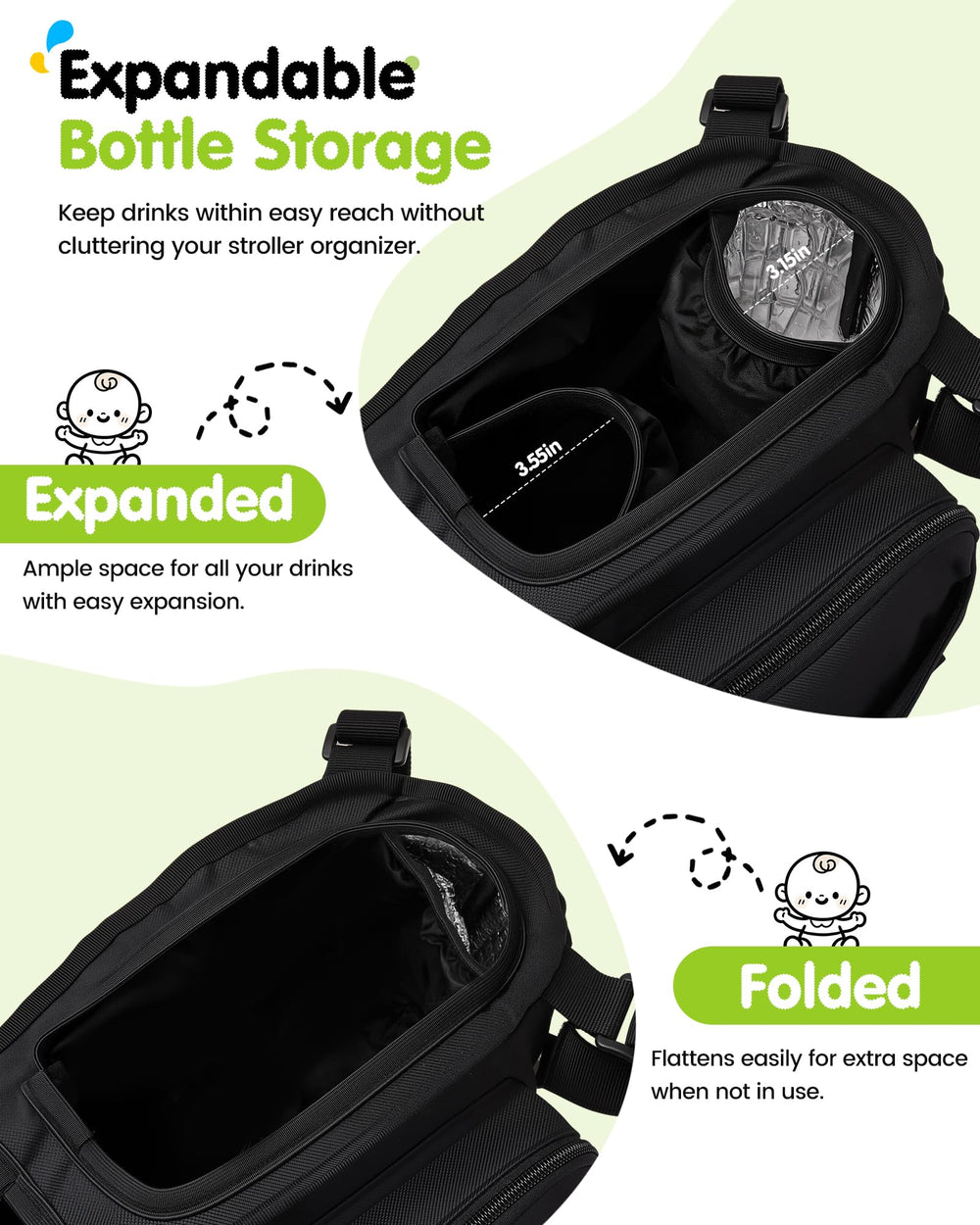 SEVORGINA insulated-cupholders keep drinks cold during outings.
