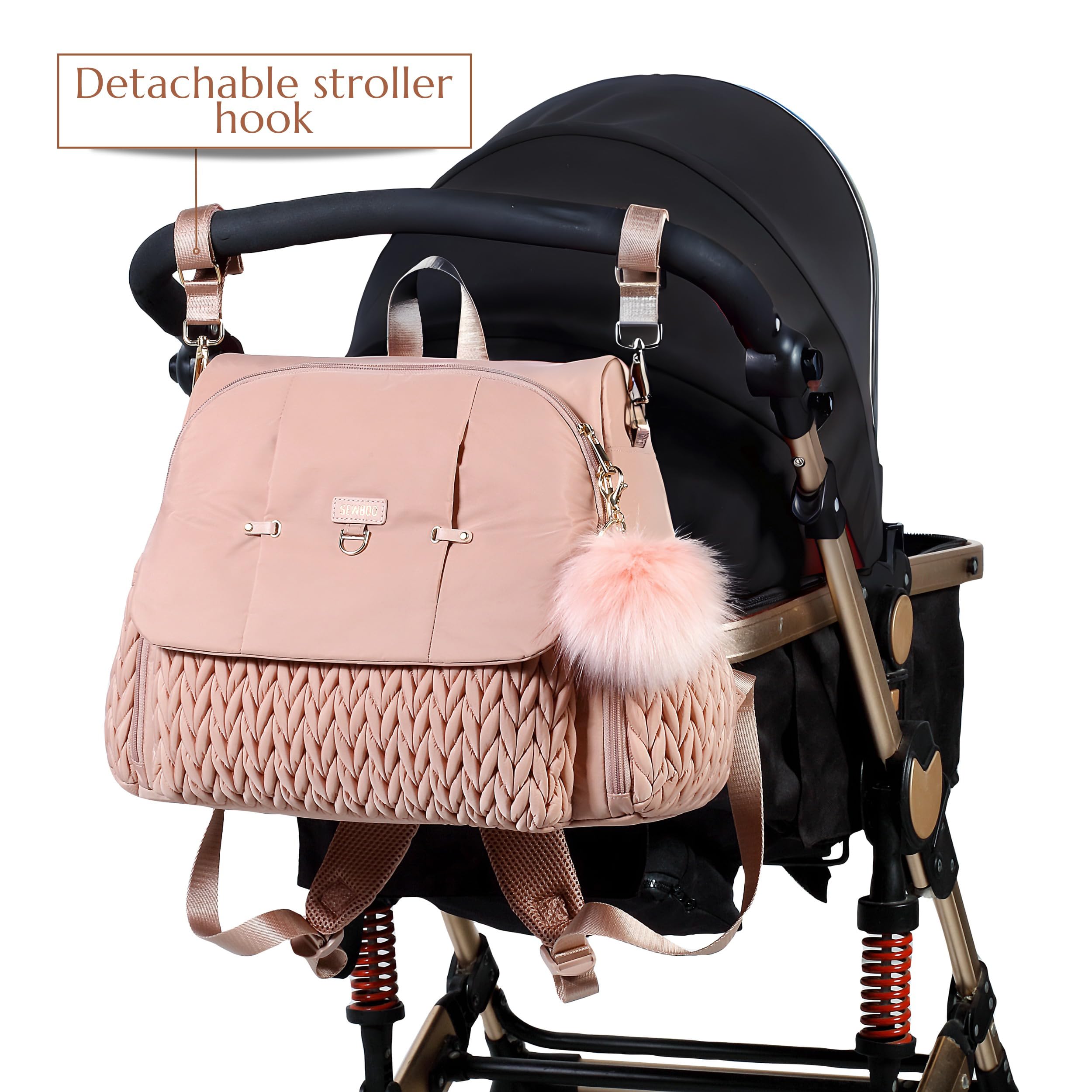 SEWBOO Allie Backpack dusty rose water-resistant fabric protects belongings in light rain