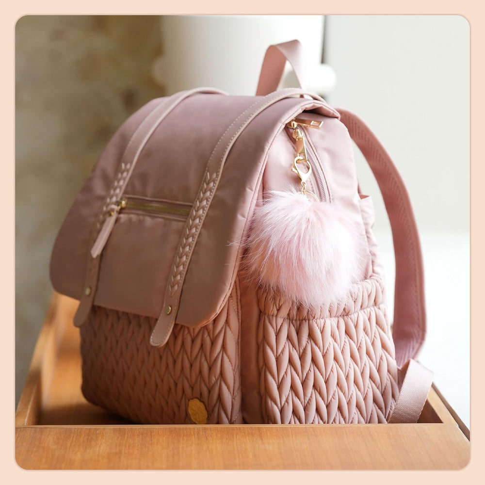 SEWBOO diaper bag backpack materials nylon and vegan leather deliver durability and style