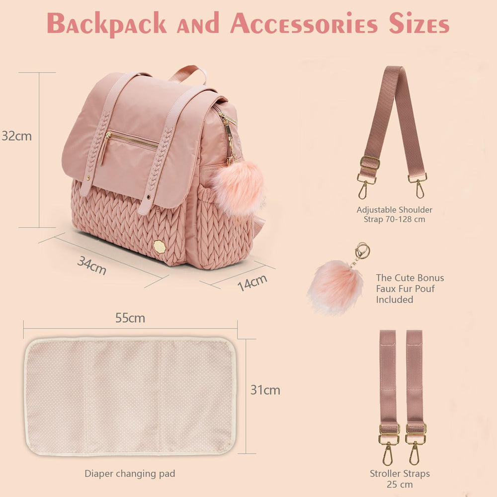 SEWBOO diaper bag backpack stroller hooks enable hands-free travel