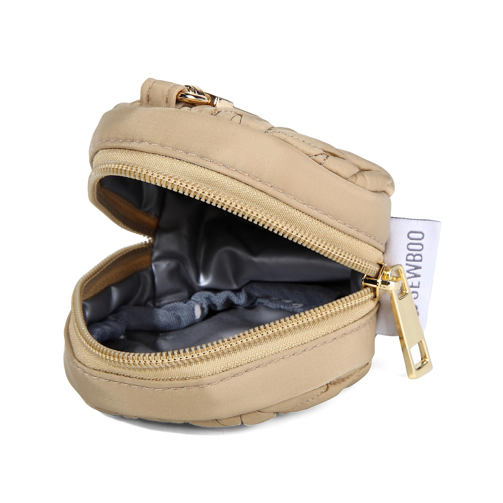 SEWBOO pacifier-holder-case beige-peva-inner easy to wipe clean on the go.