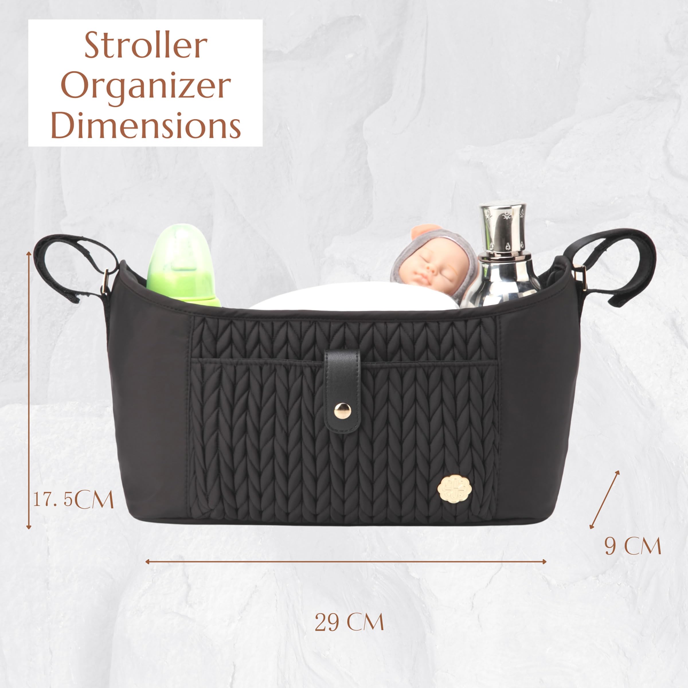 SEWBOO universal stroller organizer 3D herringbone quilting adds durable style
