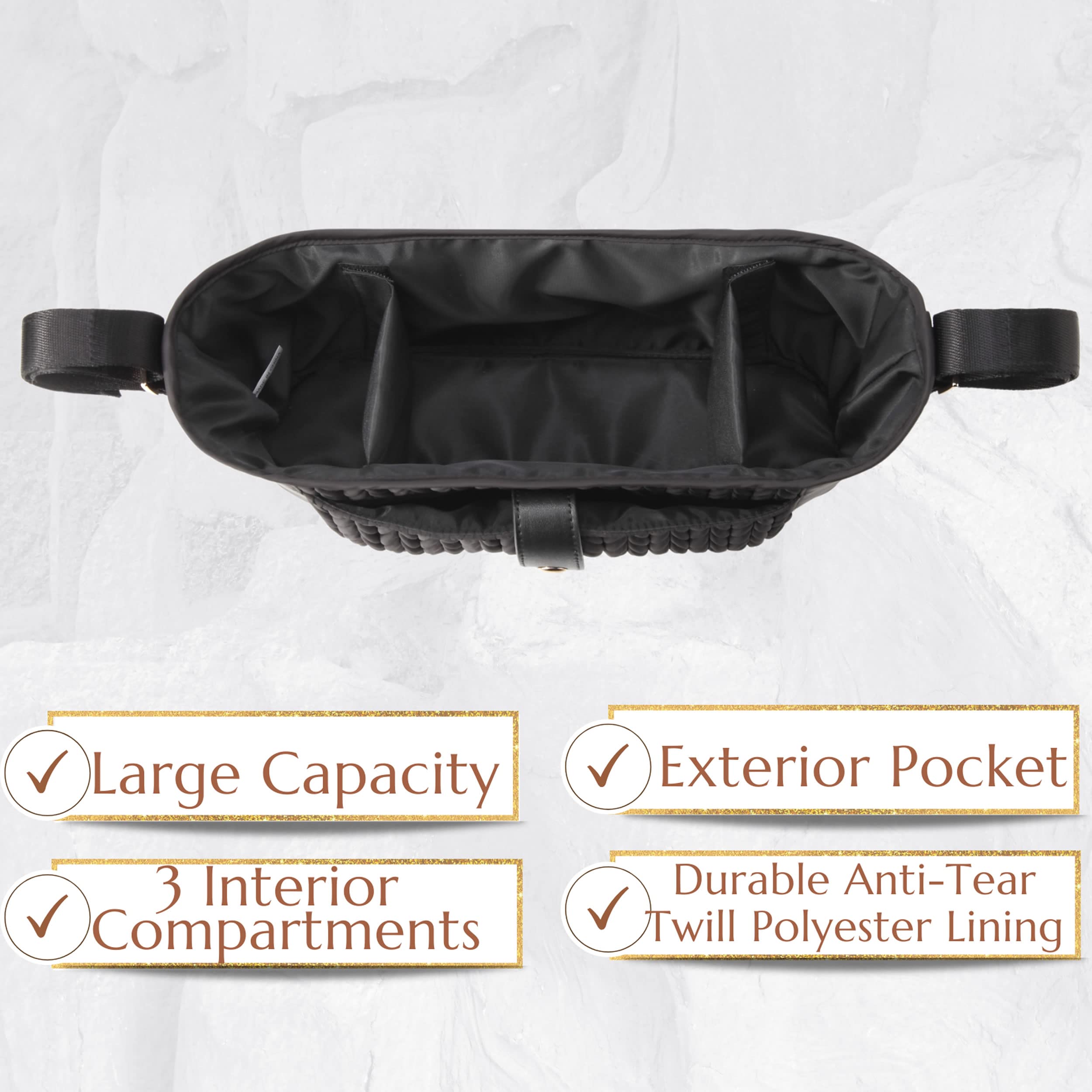 SEWBOO universal stroller organizer interior compartments keep items neatly organized