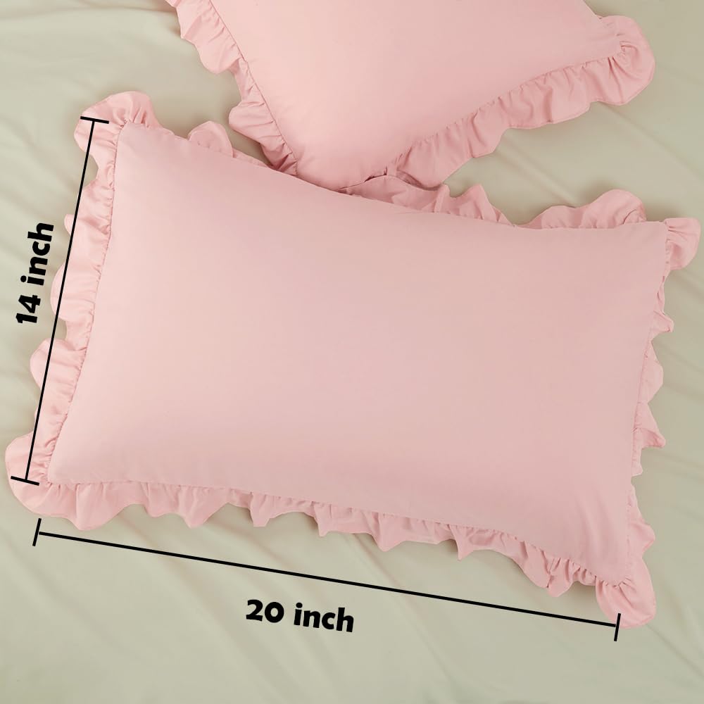 Sewdudely pink ruffle pillow case adds gentle decor and comfort.