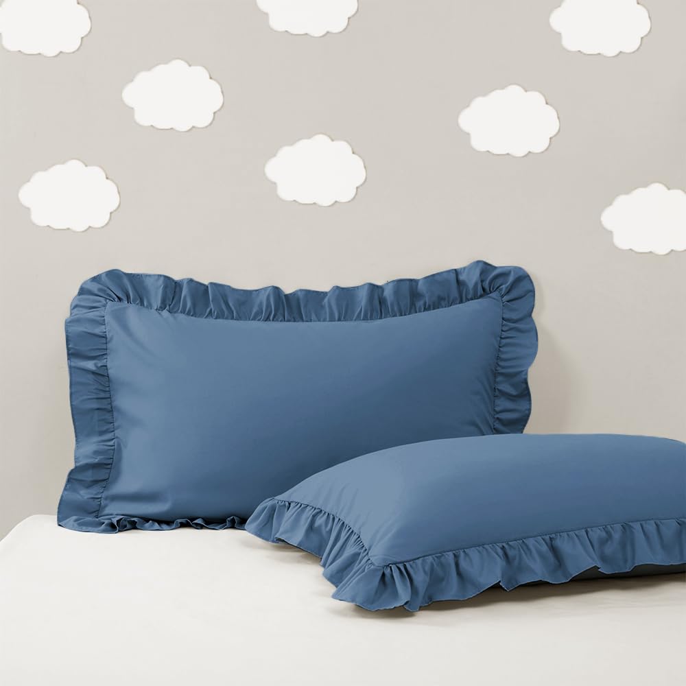 Sewdudely toddler pillow case 14x20 slate blue front view for comfy sleep