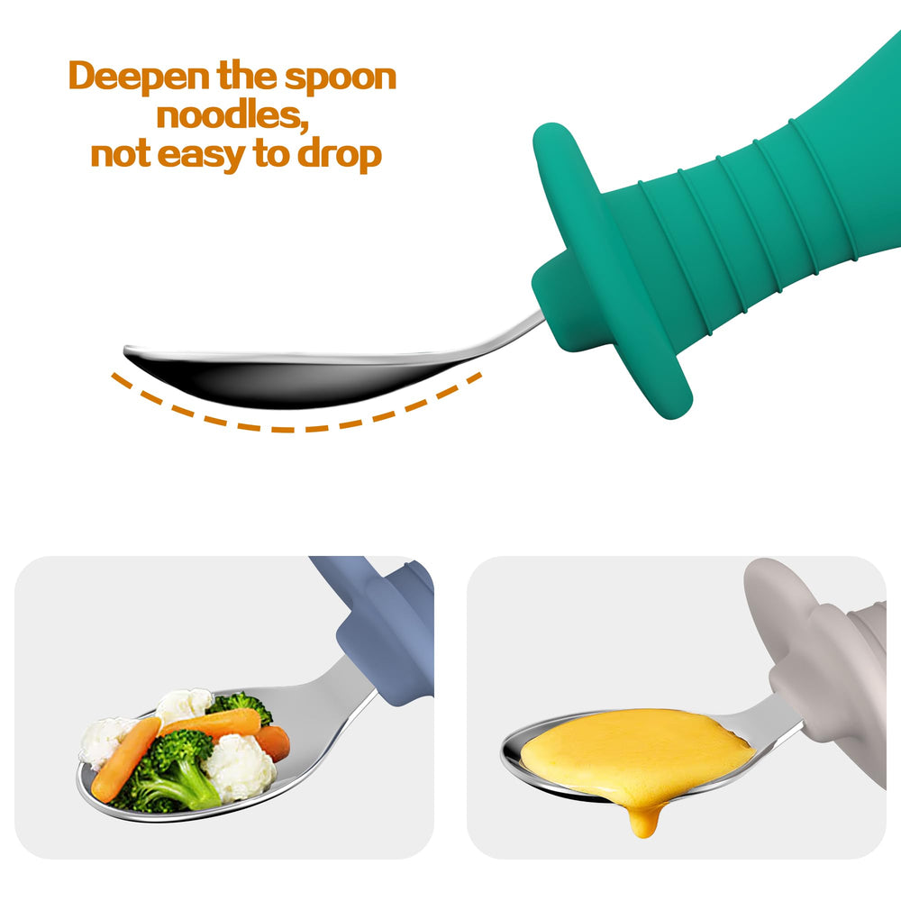SFCCMM anti-choke design spoons encourage safe practice during early meals.
