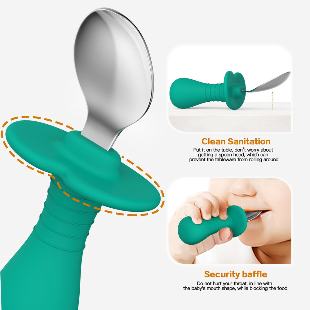 SFCCMM BPA-free silicone spoons keep meals worry-free for toddlers.