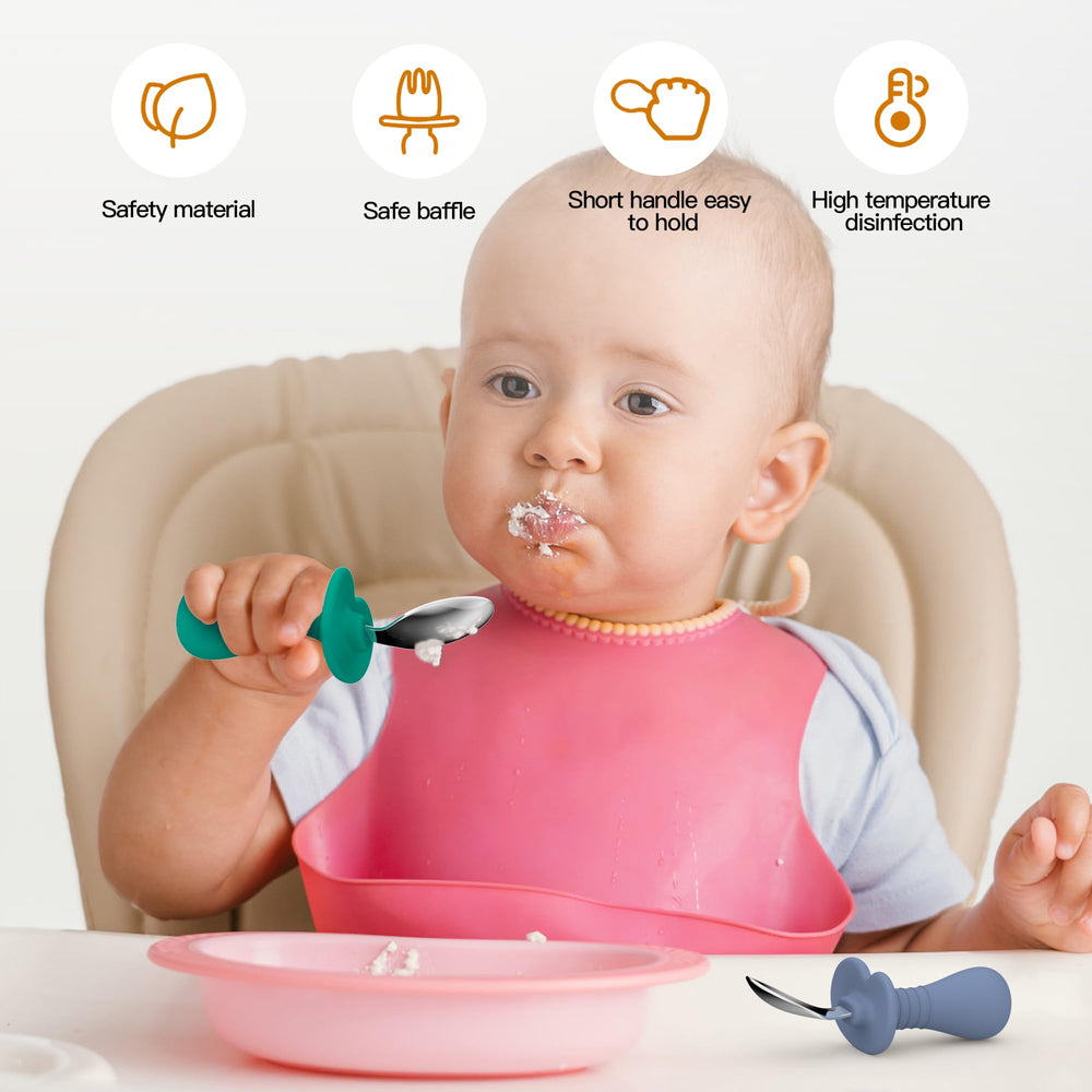 SFCCMM toddler spoons feature an ergonomic grip for confident self-feeding.