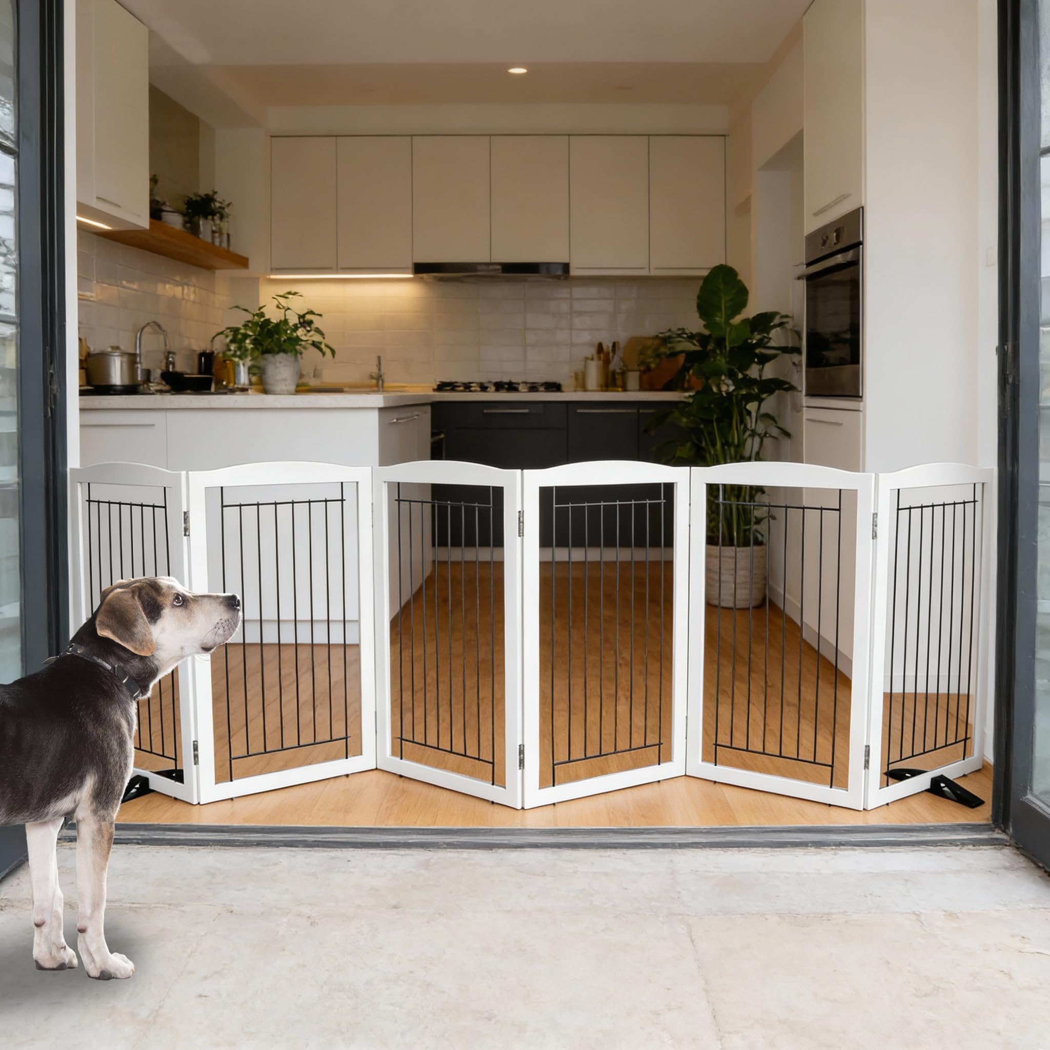 SFJC dog fence indoor wide Z-shape shows expanded hallway coverage.