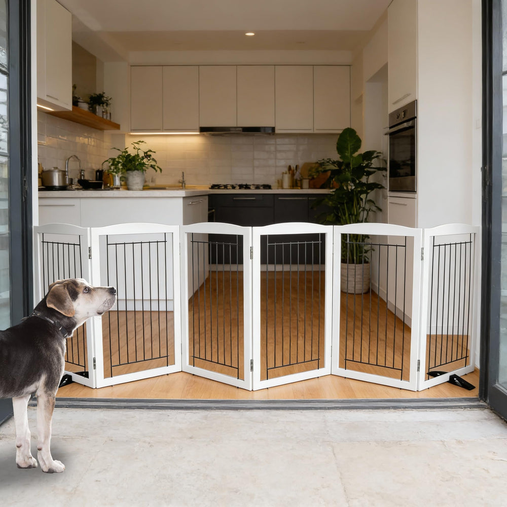 SFJC dog fence indoor wide Z-shape shows expanded hallway coverage.